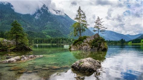 Photography Landscape Nature Lake Mountains Clouds Rocks Forest