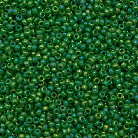50g Miyuki Round Seed Bead 110 Opaque Green Ab 480 Aura Crystals Llc