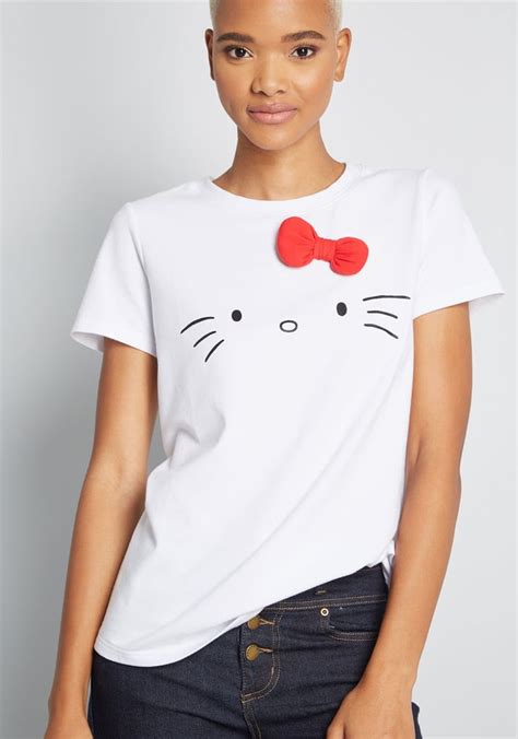 modcloth for hello kitty bow and go graphic tee hello kitty at modcloth collection popsugar
