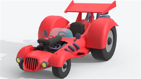 3d Model Cartoon Hot Rod Racing Car Cgtrader