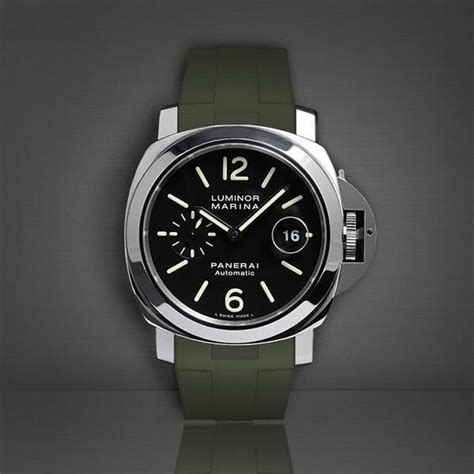Green Strap For Panerai Luminor 44mm By Rubber B Straps