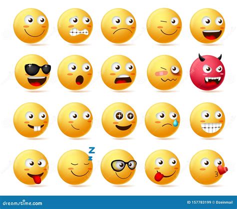 Smiley Emoji Side View Set Vector Smileys Emoticon Or Icon Face
