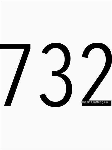 Plain Black 732 Area Code Sticker For Sale By Baesicclothing Redbubble