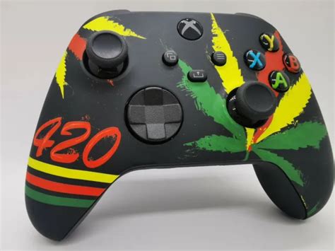 Xbox Wireless Controller 420 Custom Design Weed Leaf Green Yellow