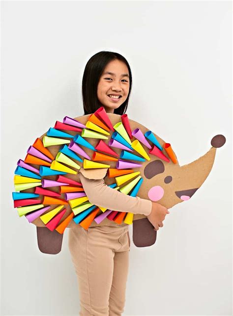Diy cheetah costume & makeup. Easy DIY Cardboard Rainbow Hedgehog Costume | Animal costumes for kids, Handmade halloween costumes