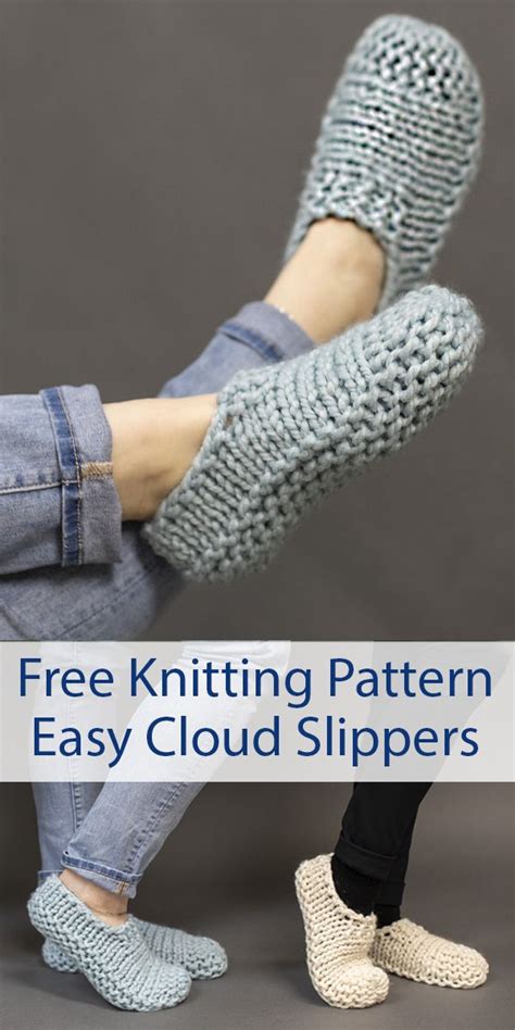 Free Knitting Pattern For Easy Cloud Slippers Knit Flat Knit Slippers Free Pattern Knitting