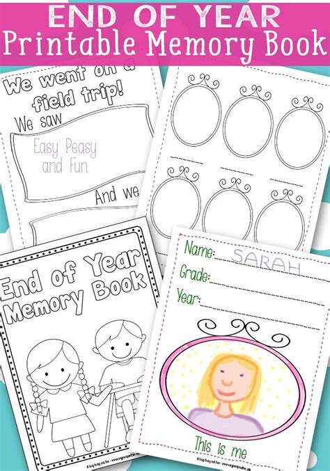 The crafts use materials found around the house, like egg cartons, cardboard, paper, boxes, string, crayons, paint, glue, etc. End of Year Memory Book {Free Printable} | Preschool ...