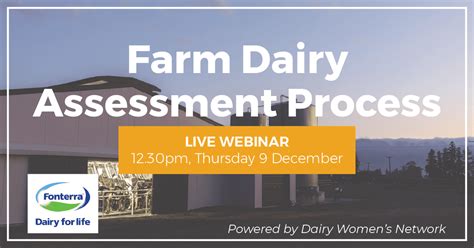Farm Dairy Assessment Process Live Webinar Dairy Womens Network