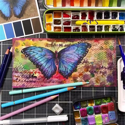 Adding A Collage Stamped Background To A Watercolor Painting Real Time