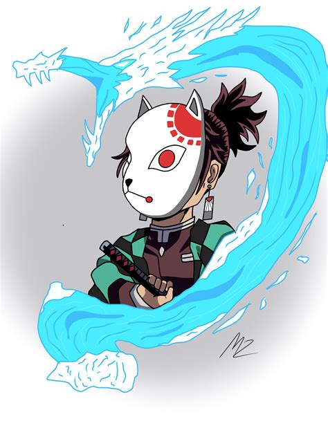 Tanjiro Water Breathing With Mask And Ponytail Done By Me R
