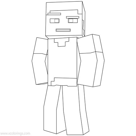 Minecraft Steve Coloring Pages With Unicorn