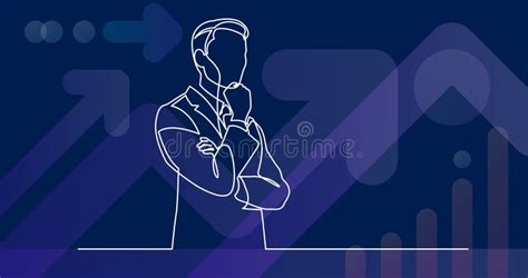 Continuous Line Drawing Of Businessman Thinking Hard Stock Vector