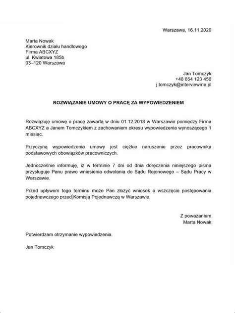 Porozumieniem Stron Wypowiedzenie Umowy O Prac Przez Pracownika Hot Sex Picture