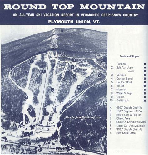 1970 71 Round Top Trail Map New England Ski Map Database