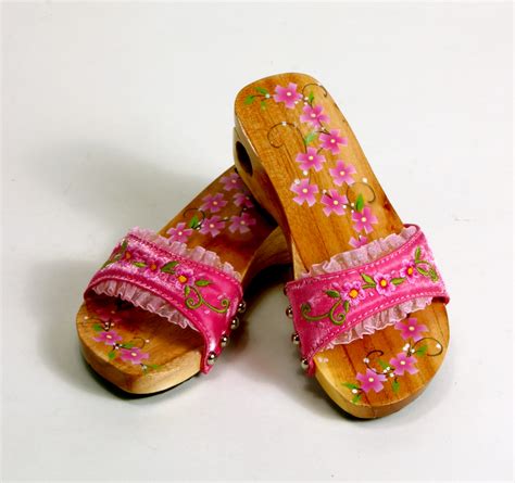 Cherry Blossom Festival Hand Painted Clogs Sized For A Little Girl