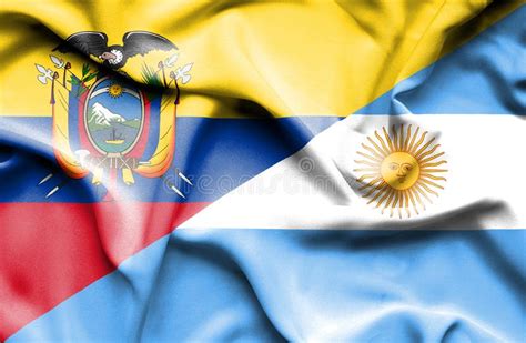 Bandera Que Agita De La Argentina Y De Ecuador Stock De Ilustración Ilustración De