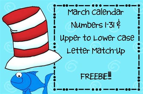 Classroom Freebies Too March Calendar Freebie