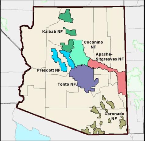 Map Of Arizona Showing Its National Forests With Apache Sitgreaves Nf