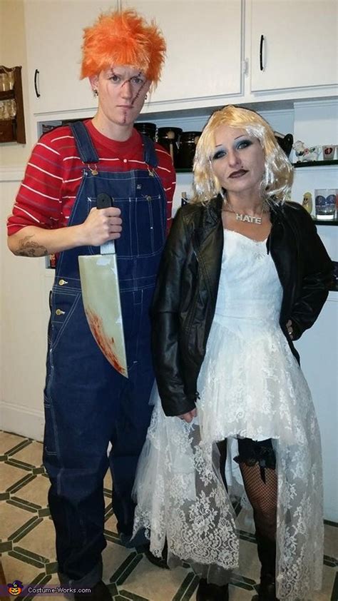 Chucky And Bride Of Chucky Couple S Halloween Costume Idea No Sew Diy Costumes