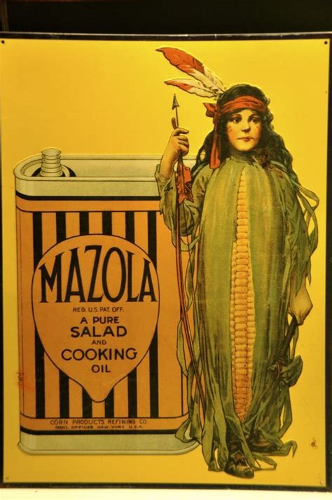 Vintage Tin Mazola Salad Oil Indian Maiden Sign Aaa Sign