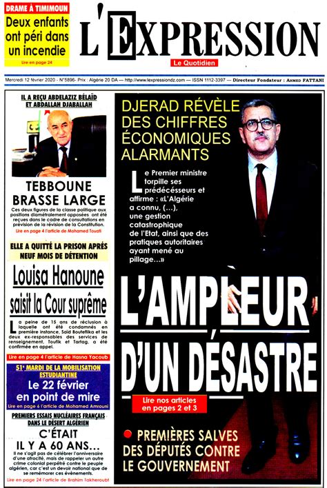 Revue De Presse Les Unes De Vos Journaux Du Mercredi 12 Février — Tsa