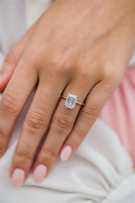 4ct Emerald Cut Diamond Engagement Ring Solitaire Proposal 14k White