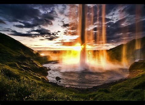 Sunset Behind The Waterfall Waterfall Nature Inspiration Beautiful Sky