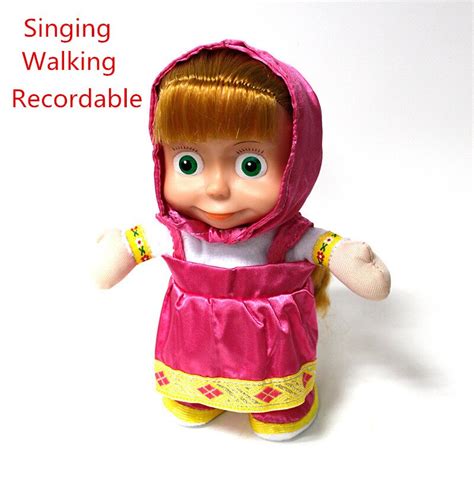 cartoon masha and bear 22cm masha girl toy russian hot sale dolls singing walking recording
