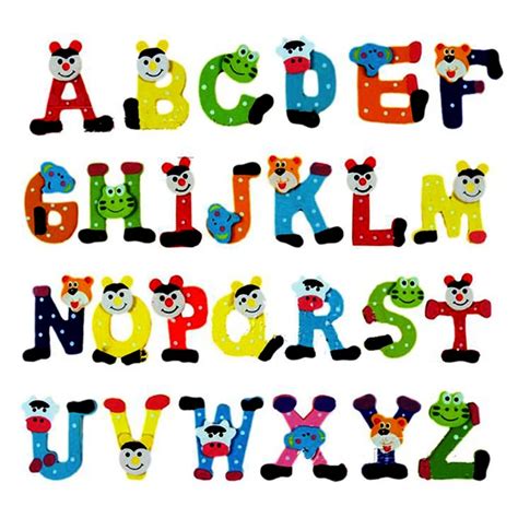 Wooden Cartoon Alphabet A Z Magnets Child Educational Toy English