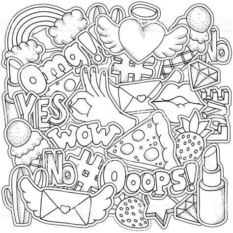 More than 5.000 printable coloring sheets. Coloring book page for adult with set of Fashion Patch ...