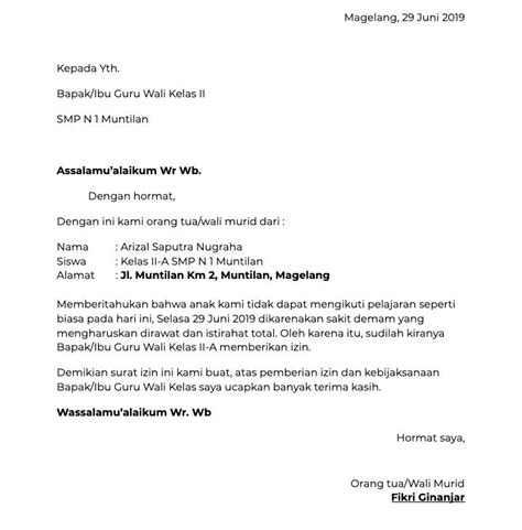 Contoh surat izin adalah sebuah surat yang dibuat dengan tujuan untuk meminta izin kepada penerima bahwa sang pengirim memiliki hajat / acara tertentu sehingga tidak bisa hadir atau melaksanakan kegiatan seperti biasanya. Contoh Surat Izin Tidak Masuk Sekolah - SerbaBisnis