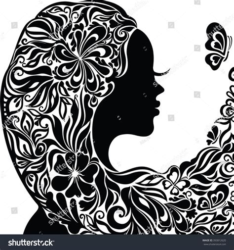 Fashion Line Art Silhouette Young Woman Stock Vector Royalty Free