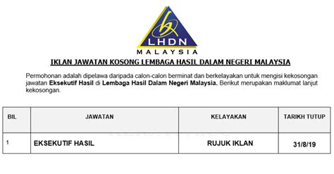 Get their location and phone number here. Jawatan Kosong Terkini Lembaga Hasil Dalam Negeri Malaysia ...