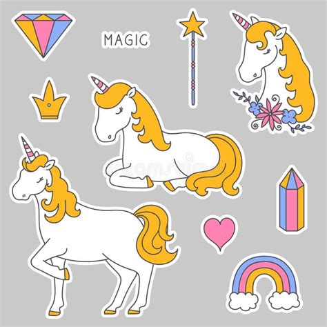 Magic Unicorn Set Vector Illustration Stock Vector Illustration Of