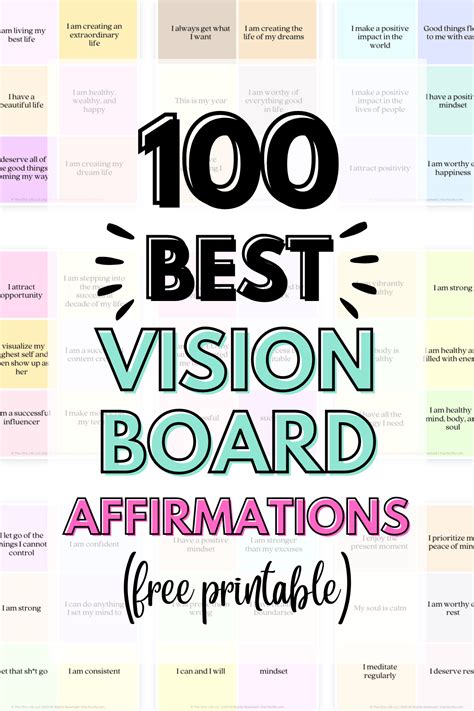100 Best Vision Board Affirmations 2023 Free Printable Artofit