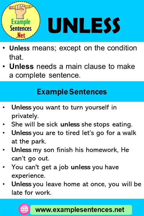 Unless In A Sentence Definition And Example Sentences Example Sentences