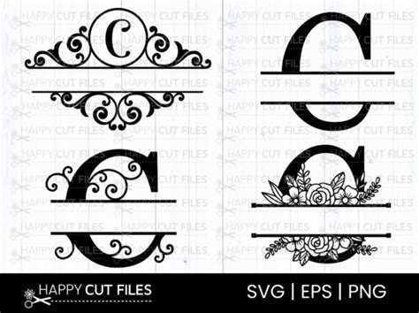 2 Split Monogram Alphabet Svg Files Designs And Graphics