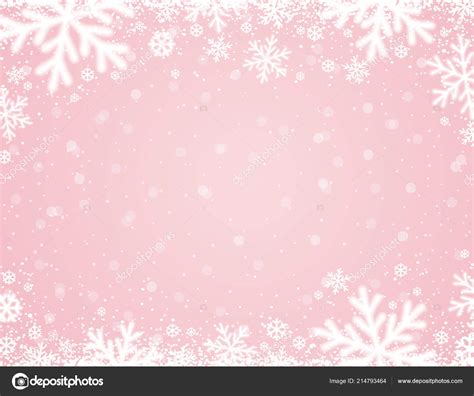 Pink Background White Blurred Snowflakes Vector Illustration Stock