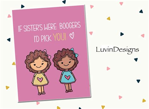 Sister Love Valentines Day Siblings Sister Card Love Instant Prints Cards Holidays