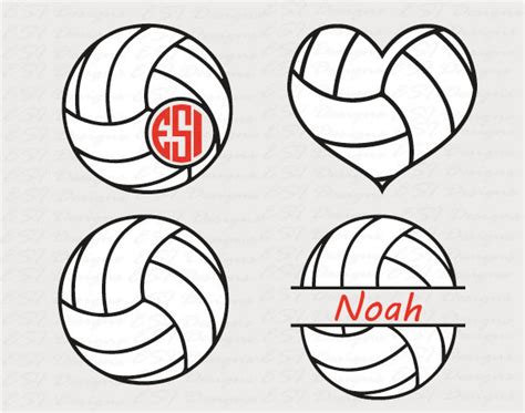 Volleyball Monogram Designs Svg Dxf Eps For By Esidesignsdigital