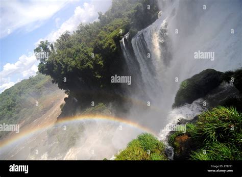 Rainbow In Iguazu Falls Stock Photo Alamy