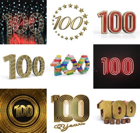 One Hundred Year Celebration Icon Shows 100 Years Anniversary 3d
