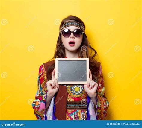 Young Hippie Girl With Sunglasses And Board Stock Image Image Of