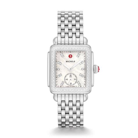 Michele Deco Mid Diamond Bezel Stainless Steel Watch Mww06v000122