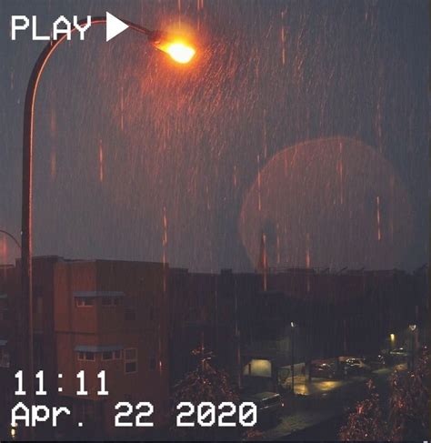 An Image Of A Street Light In The Rain At Night With Text Overlaying It