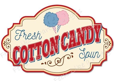 Vintage Cotton Candy Sign Diy Instant Download Carnival Signs