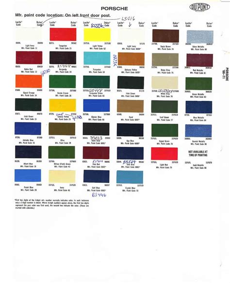 Porsche Colors Chipscodespaint S Car Paint Colors Paint Code