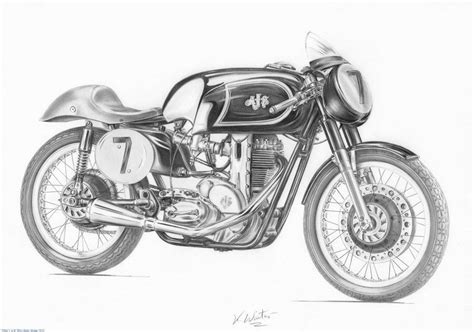 See more ideas about bike, bicycle art, bike drawing. motorcycle artwork | Pencil drawing of A.J.S.7R by Keith ...