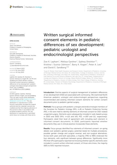 Pdf Written Surgical Informed Consent Elements In Pediatric Differences Of Sex Development