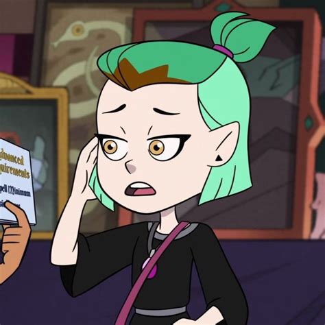 A Cartoon Character Holding A Piece Of Paper In Front Of Her Face And